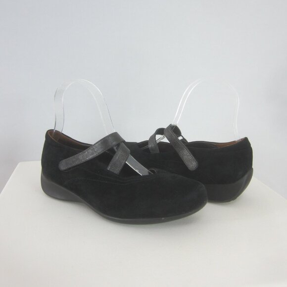 Wolky Womens 7.5 Black Suede Pewter Leather Strappy Mary Jane Shoes 38 - Picture 9 of 11